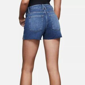 Good American Cutoff High Waist Denim Shorts in blue464